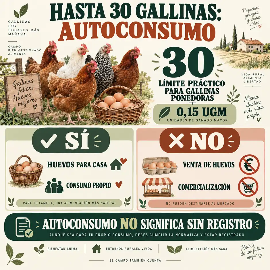 Límite de 30 gallinas ponedoras para autoconsumo en España