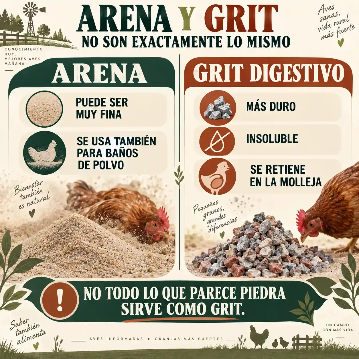 Diferencia entre arena para baños de polvo y grit digestivo