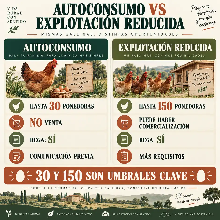 Comparativa entre explotación de autoconsumo y explotación avícola reducida