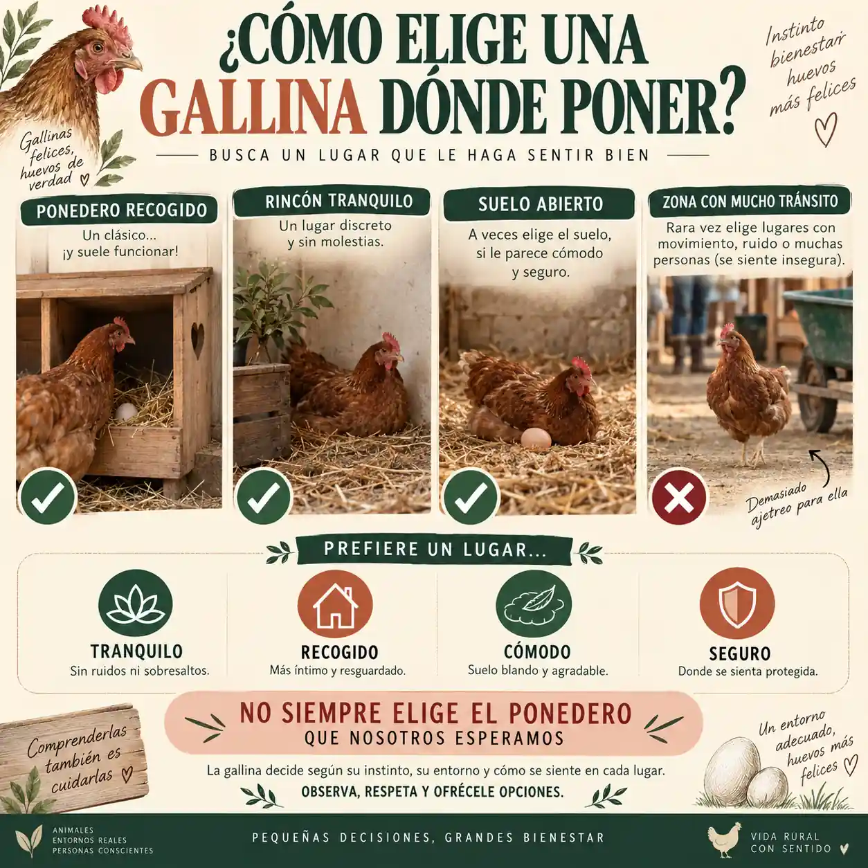 Cómo elige una gallina el lugar donde poner sus huevos