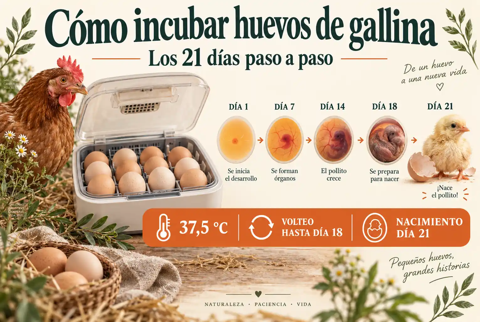 Cómo incubar huevos de gallina: los 21 días paso a paso