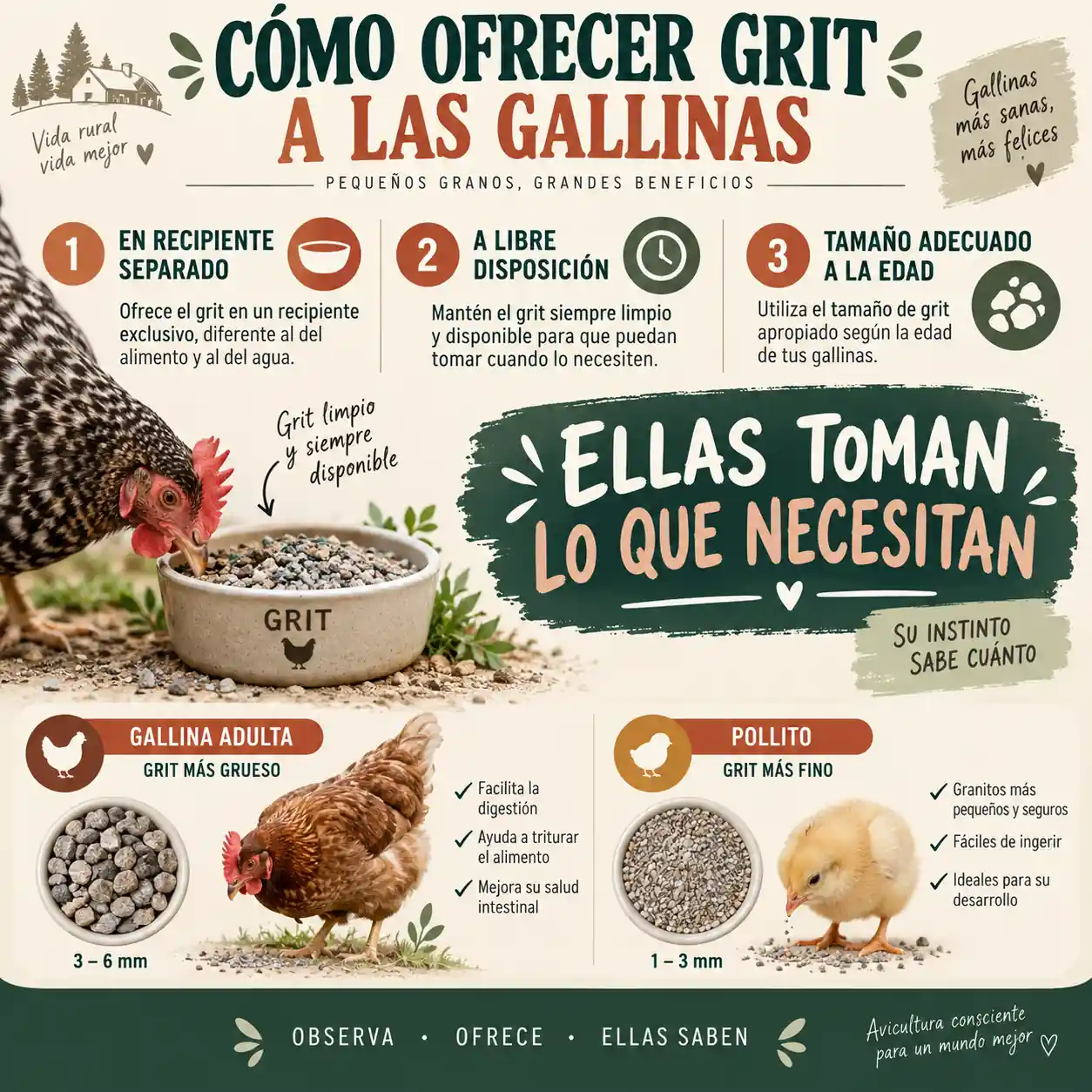 Cómo ofrecer grit a las gallinas en un recipiente separado