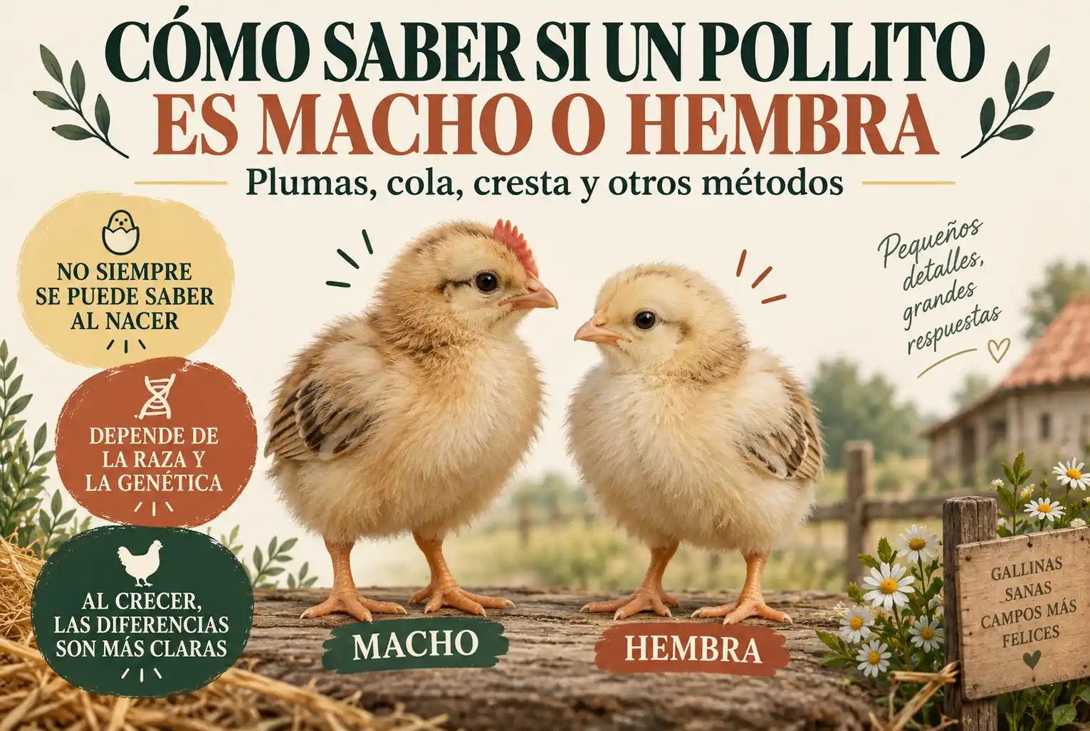 Cómo saber si un pollito es macho o hembra: métodos y señales