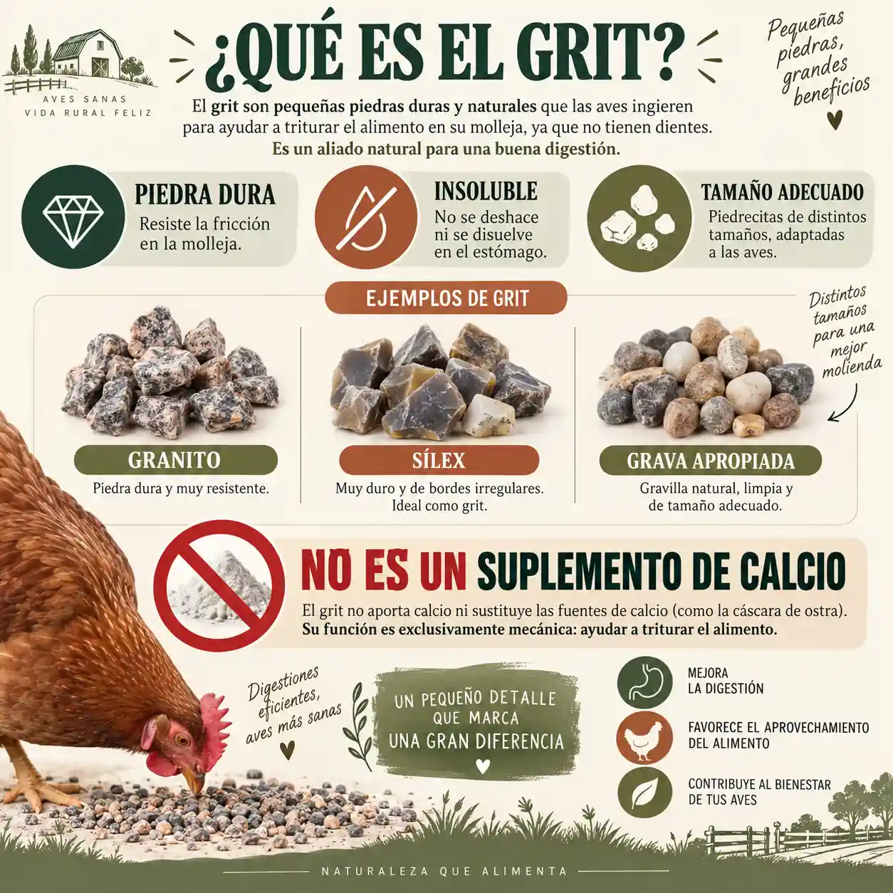 Ejemplos de grit digestivo para gallinas