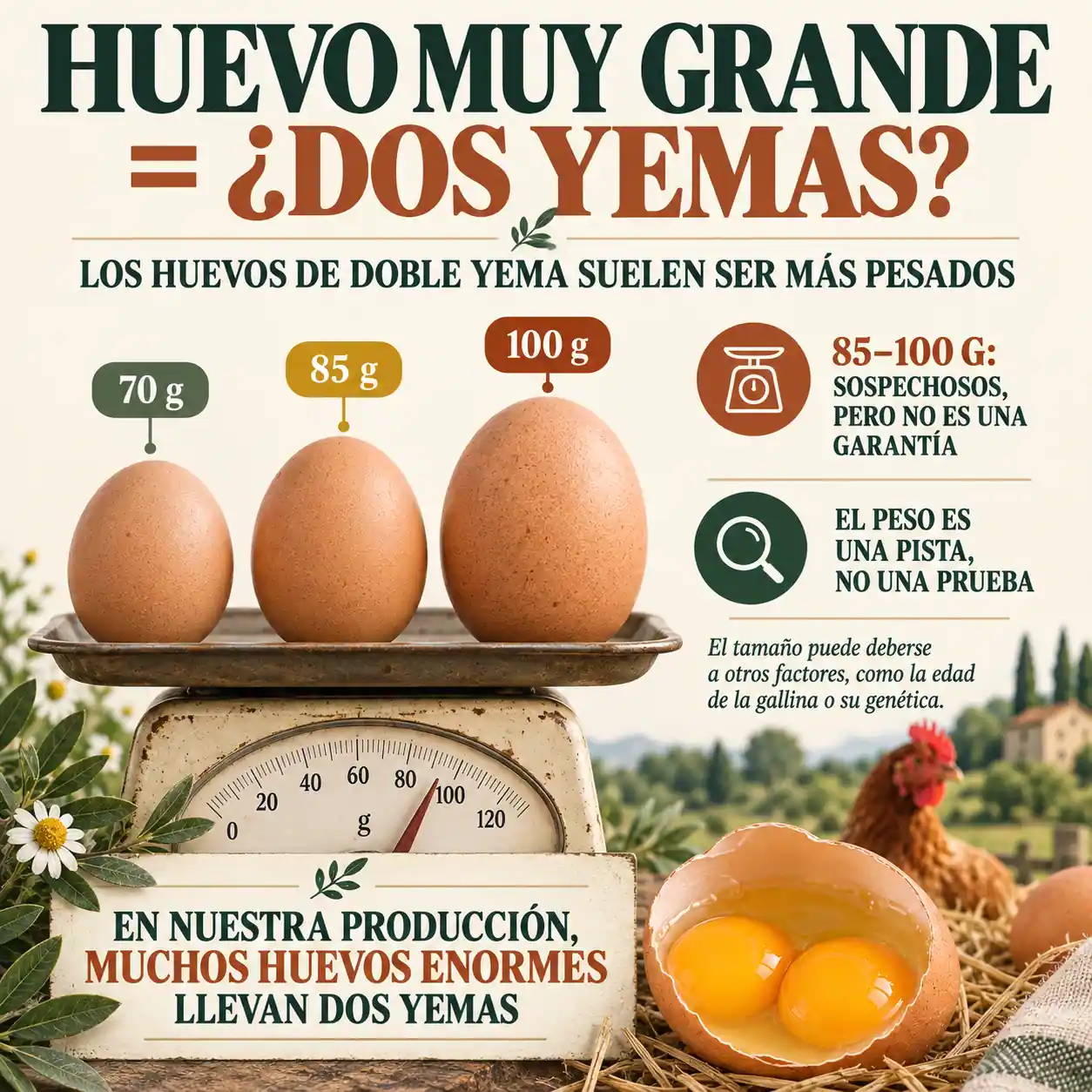 Huevos XL de 85 90 y 100 gramos con posible doble yema
