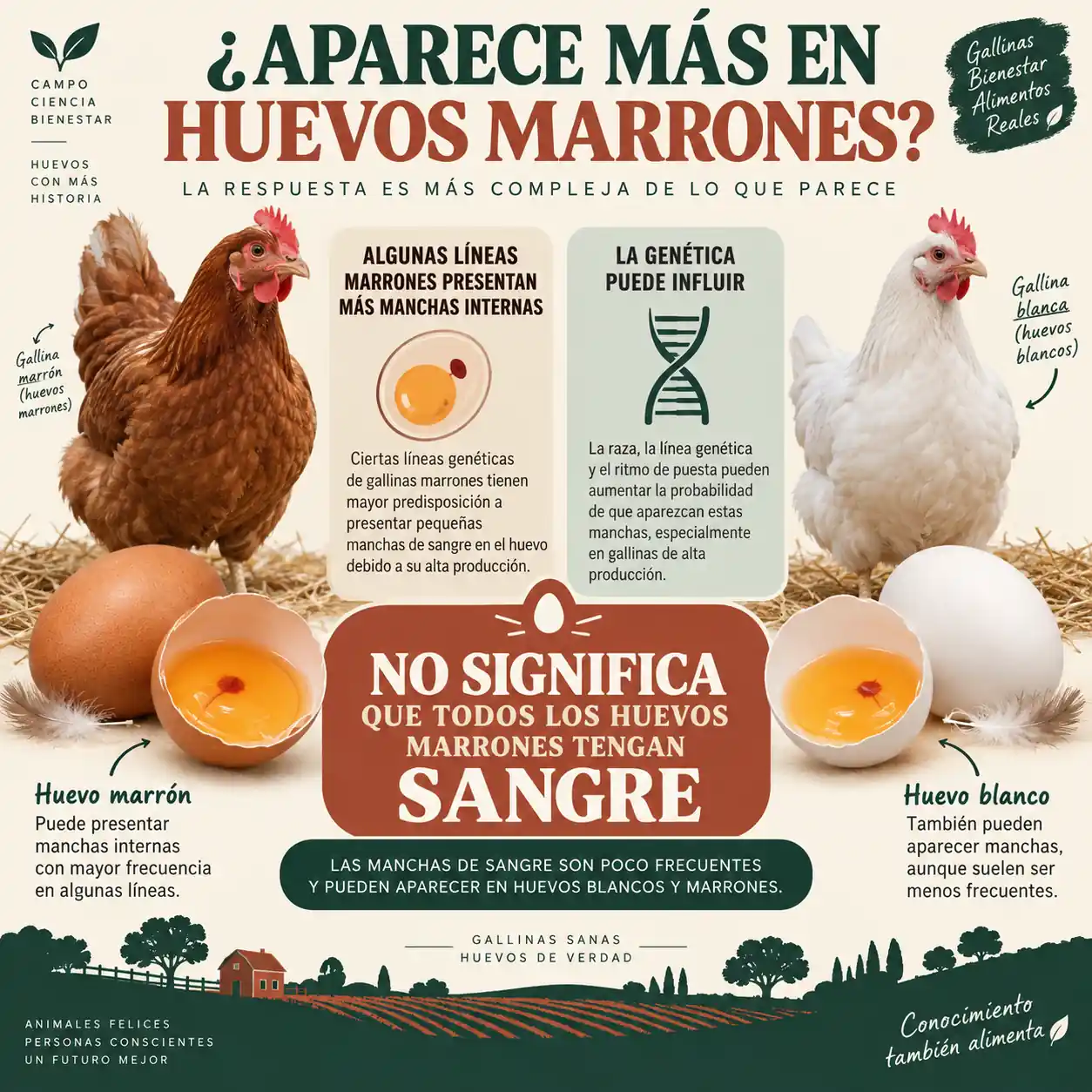 Mayor incidencia de manchas internas en algunas líneas de huevos marrones