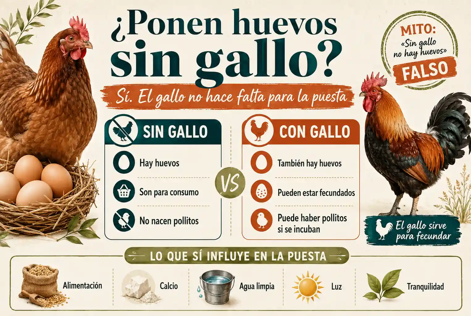 ¿Las gallinas ponen huevos sin gallo? La respuesta clara para no liarte