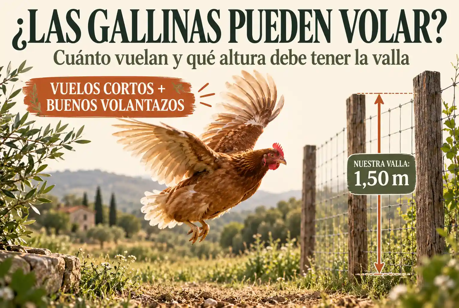 ¿Las gallinas pueden volar? Cuánto vuelan y qué altura debe tener la valla