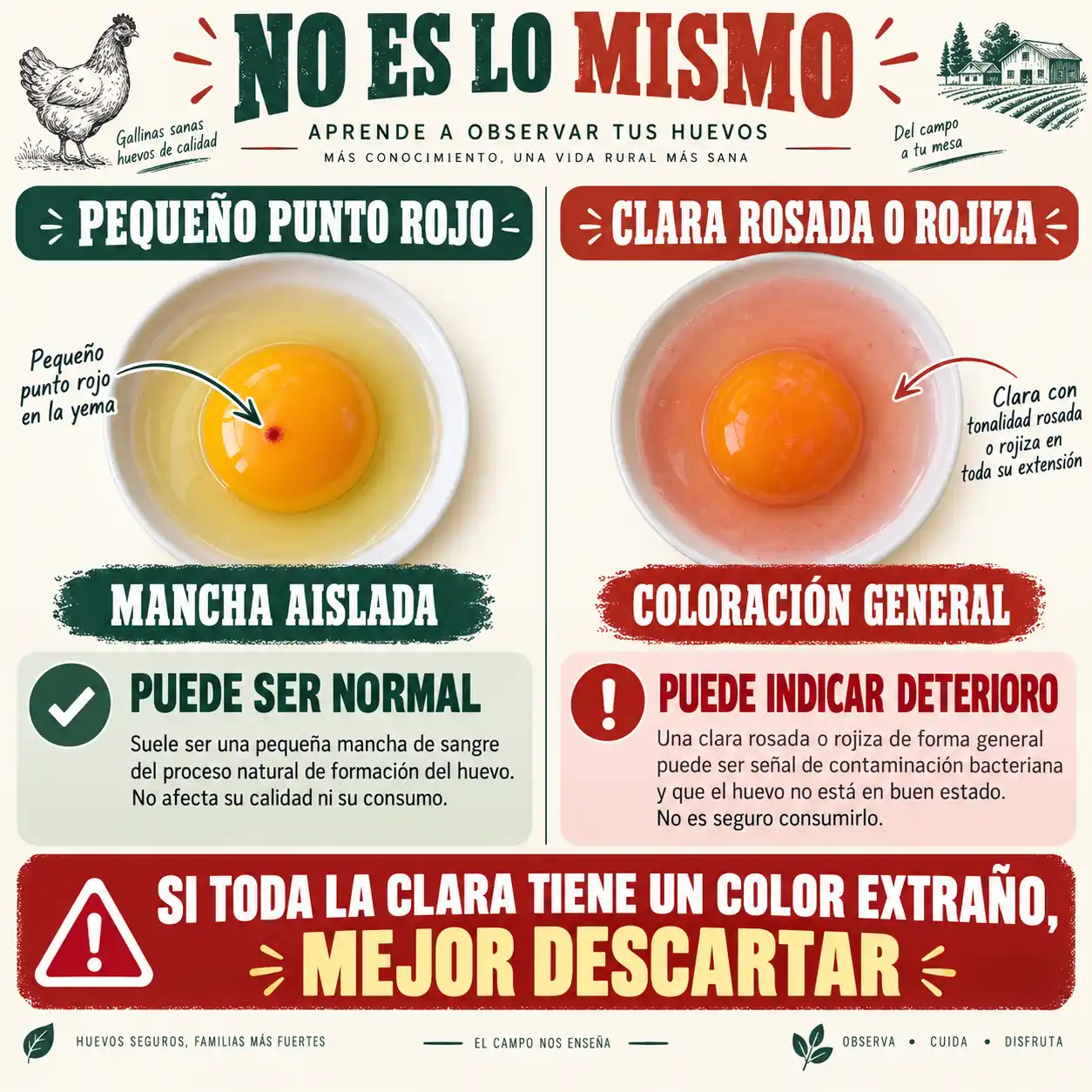 Diferencia entre una pequeña mancha de sangre y una clara de huevo rosada