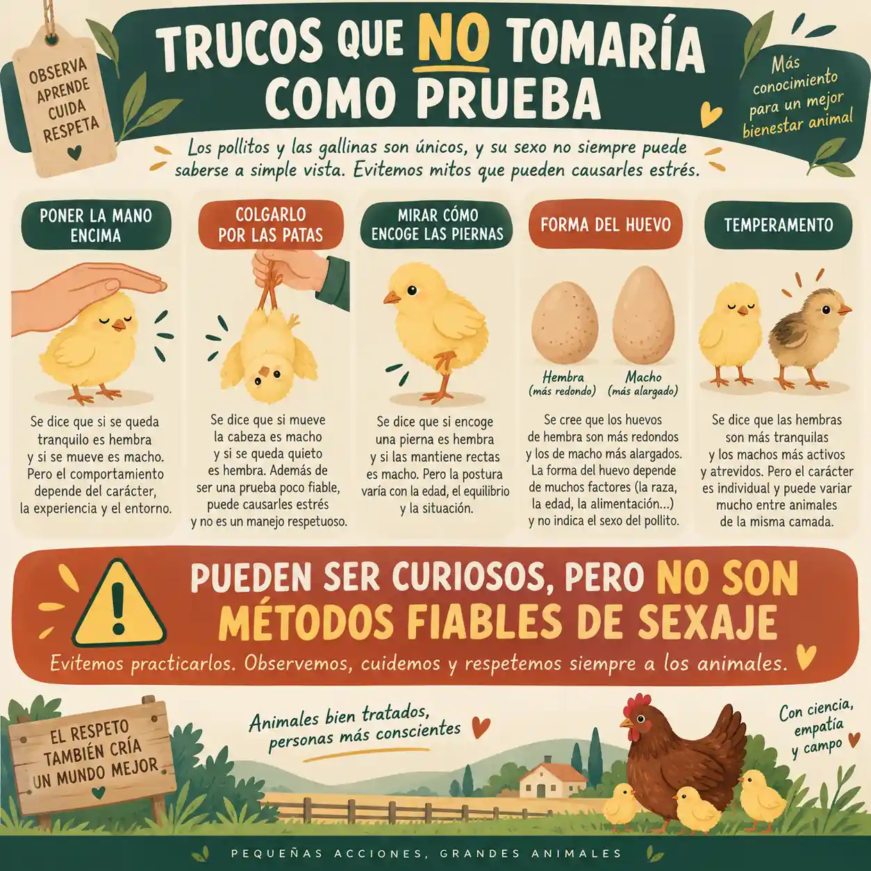 Trucos populares poco fiables para saber el sexo de un pollito