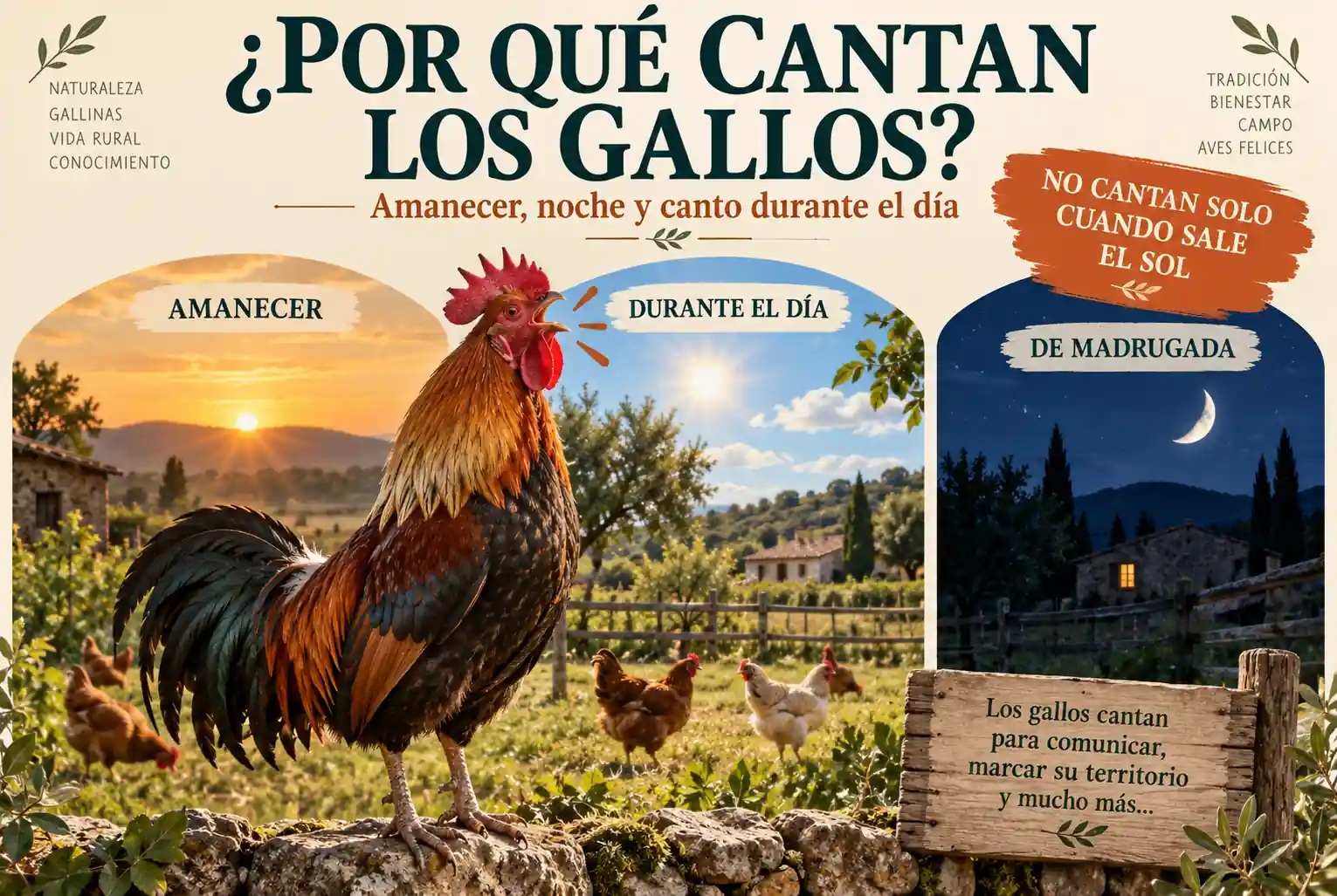 ¿Por qué cantan los gallos? Amanecer, noche y canto durante el día