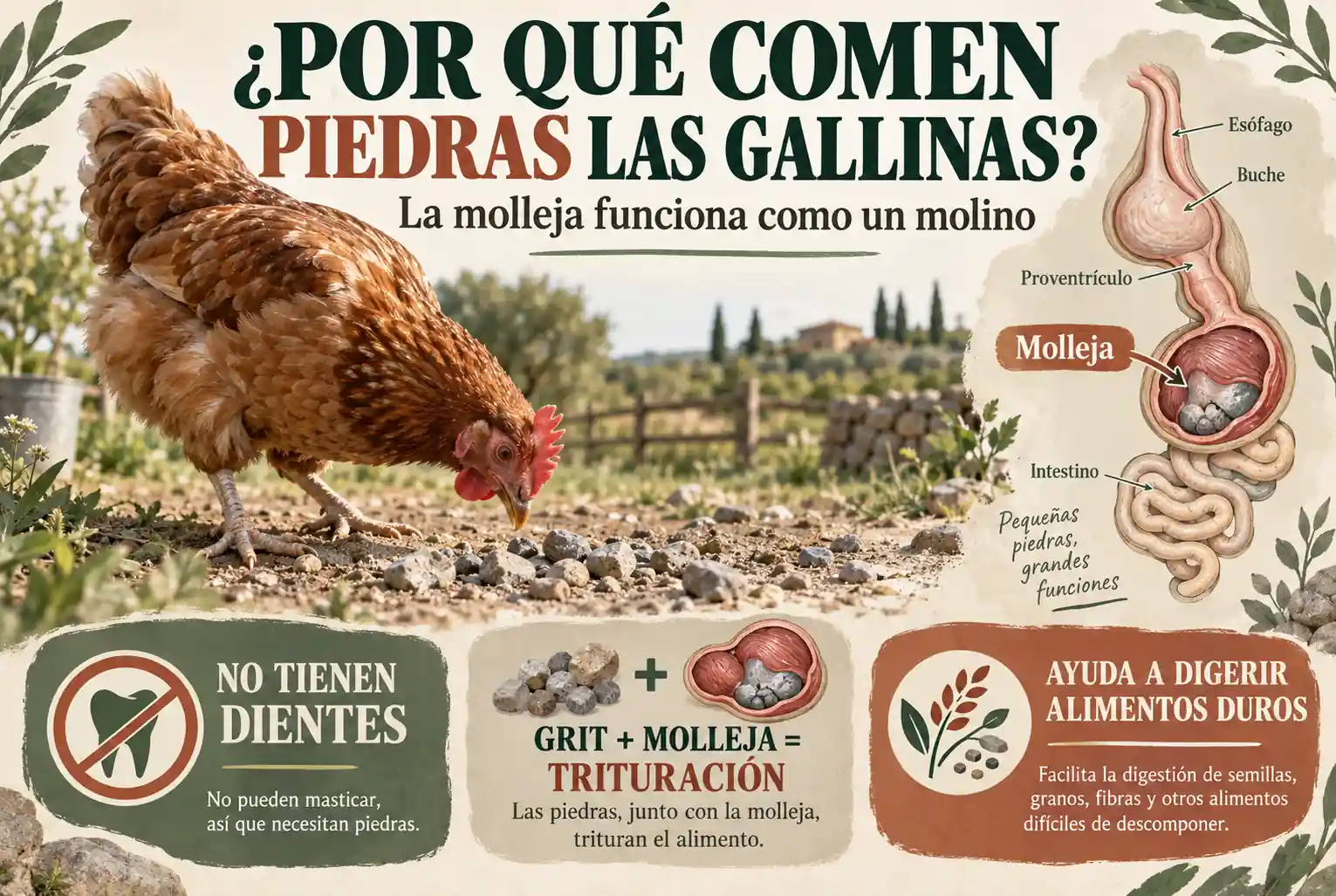 ¿Por qué comen piedras las gallinas? La función del grit y la molleja