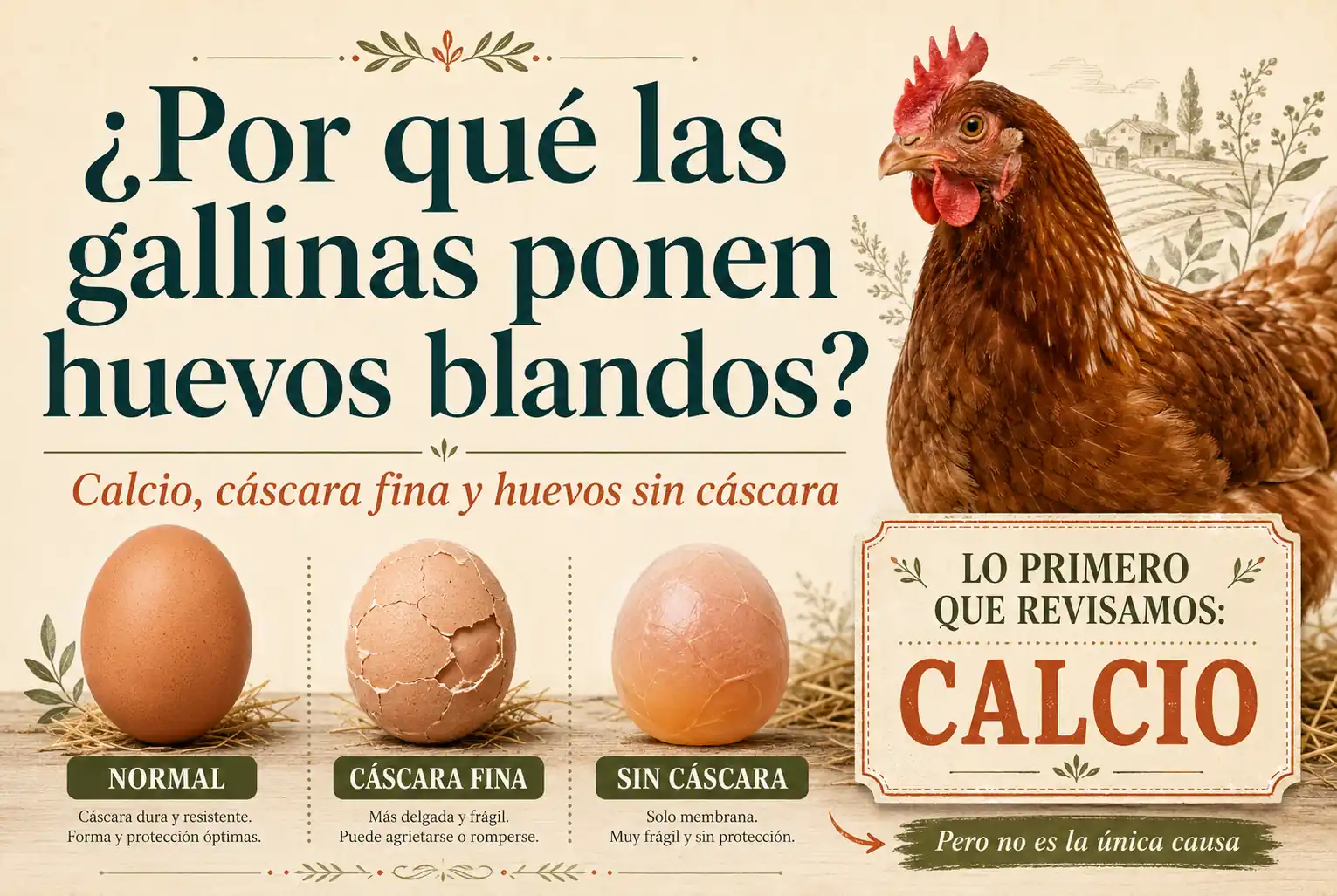 ¿Por qué las gallinas ponen huevos blandos o sin cáscara?