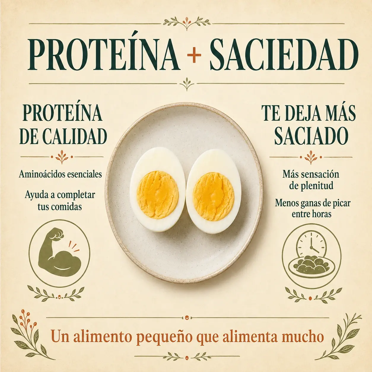 Infografía sobre la proteína y la saciedad del huevo duro