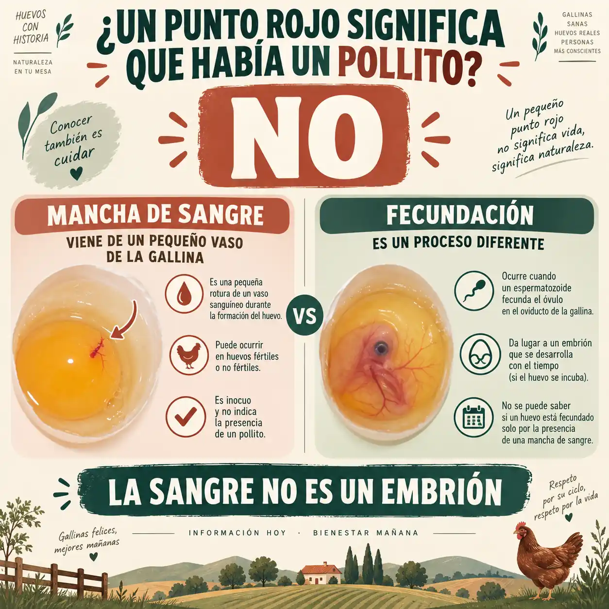 Un punto rojo en el huevo no significa que esté fecundado