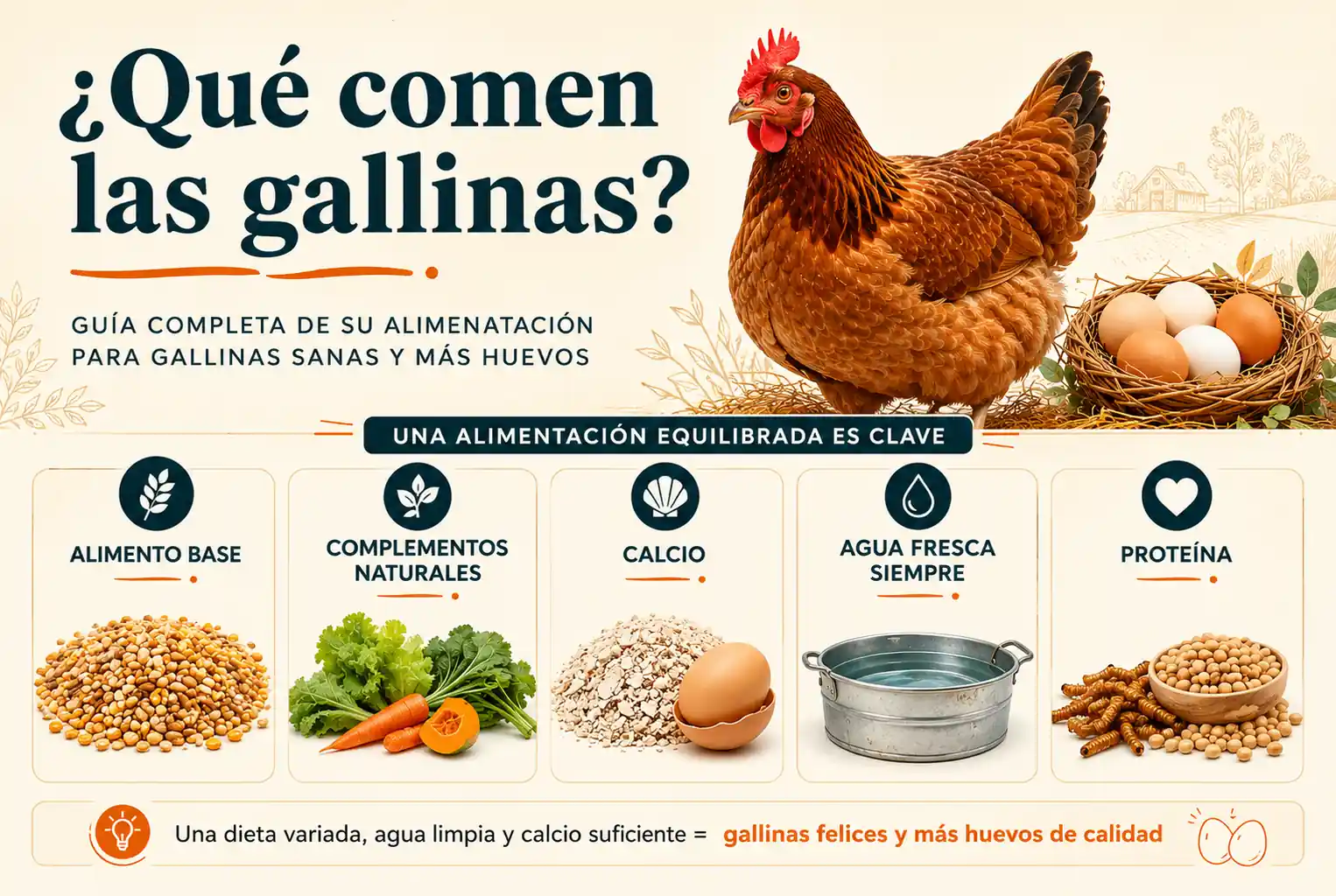 Qué comen las gallinas: guía práctica para alimentarlas bien y que pongan buenos huevos