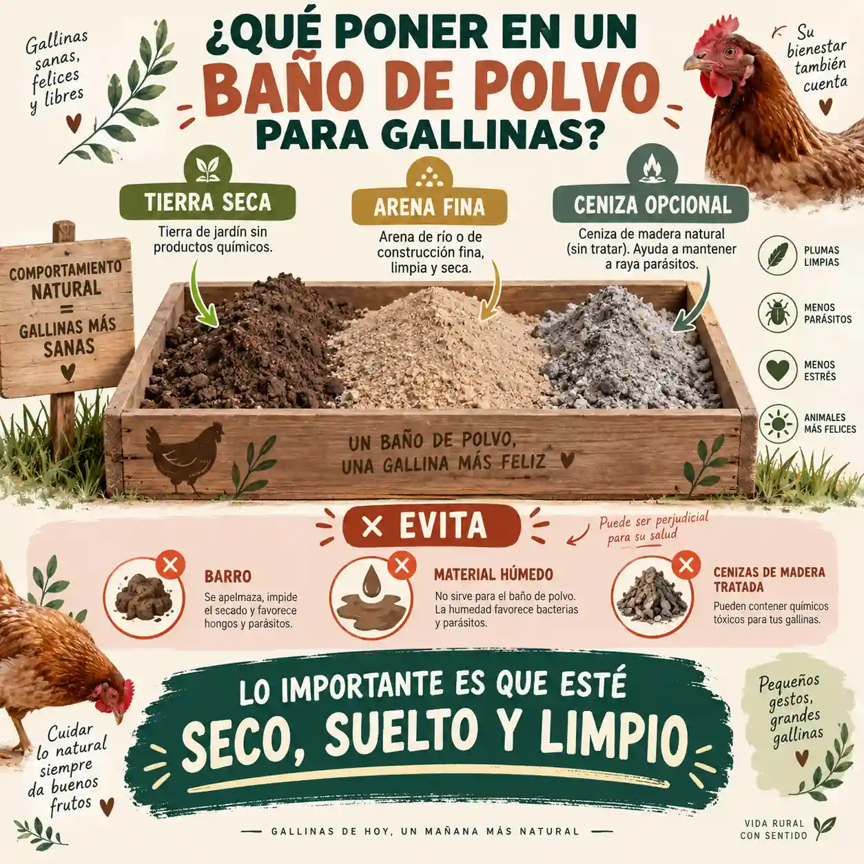 Qué poner en un baño de polvo para gallinas