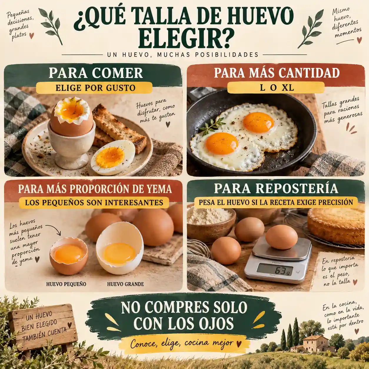 Qué talla de huevo S M L o XL elegir