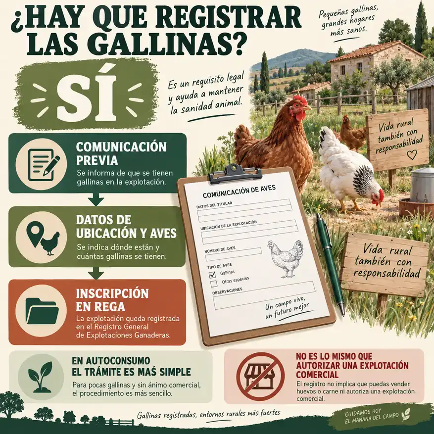 Comunicación previa para registrar gallinas de autoconsumo en REGA