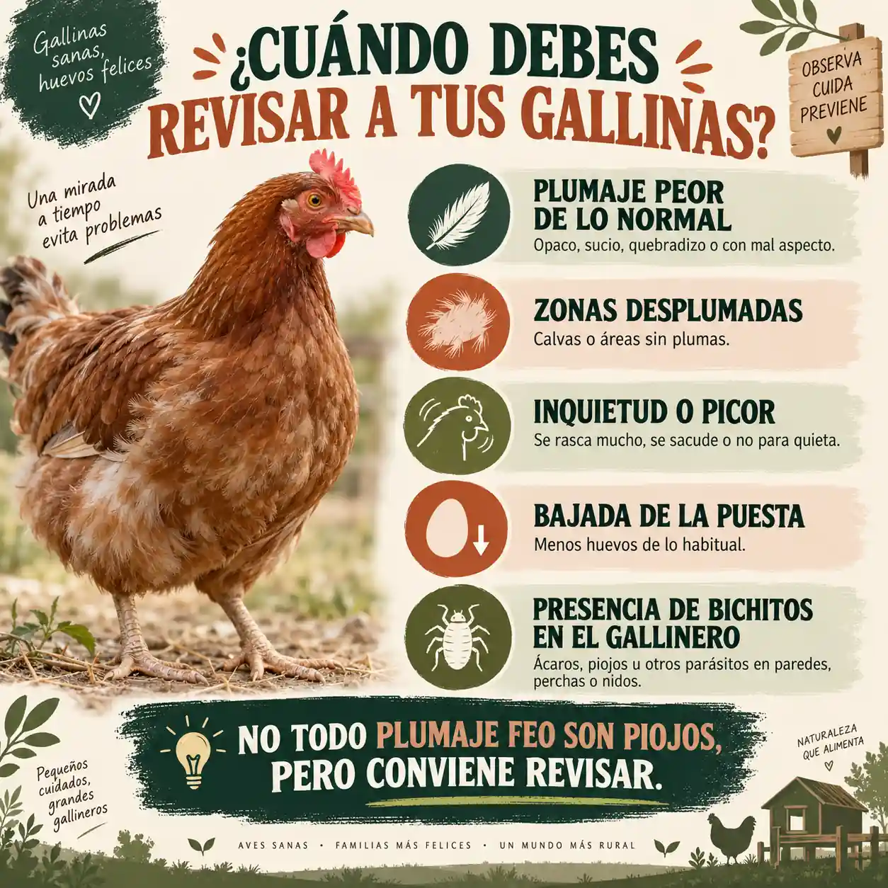 Señales que pueden indicar presencia de parásitos en gallinas